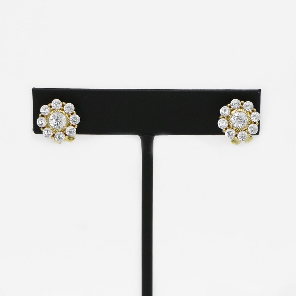 Judith Ripka Silver 925 Vermeil Cluster Flower Earrings